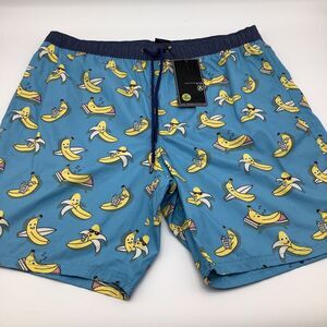 Micros Mens Going Bananas Board Shorts Swim Trunks Blue‎ Size XL NWT